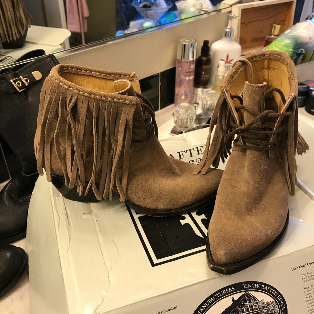 Frye fringe booties